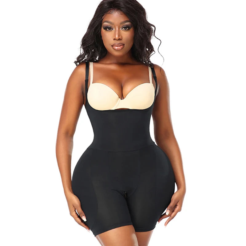 FemmeBonita Hourglass Bodysuit with Hip Pads – detail view, seamless construction butt lifter bodysuit