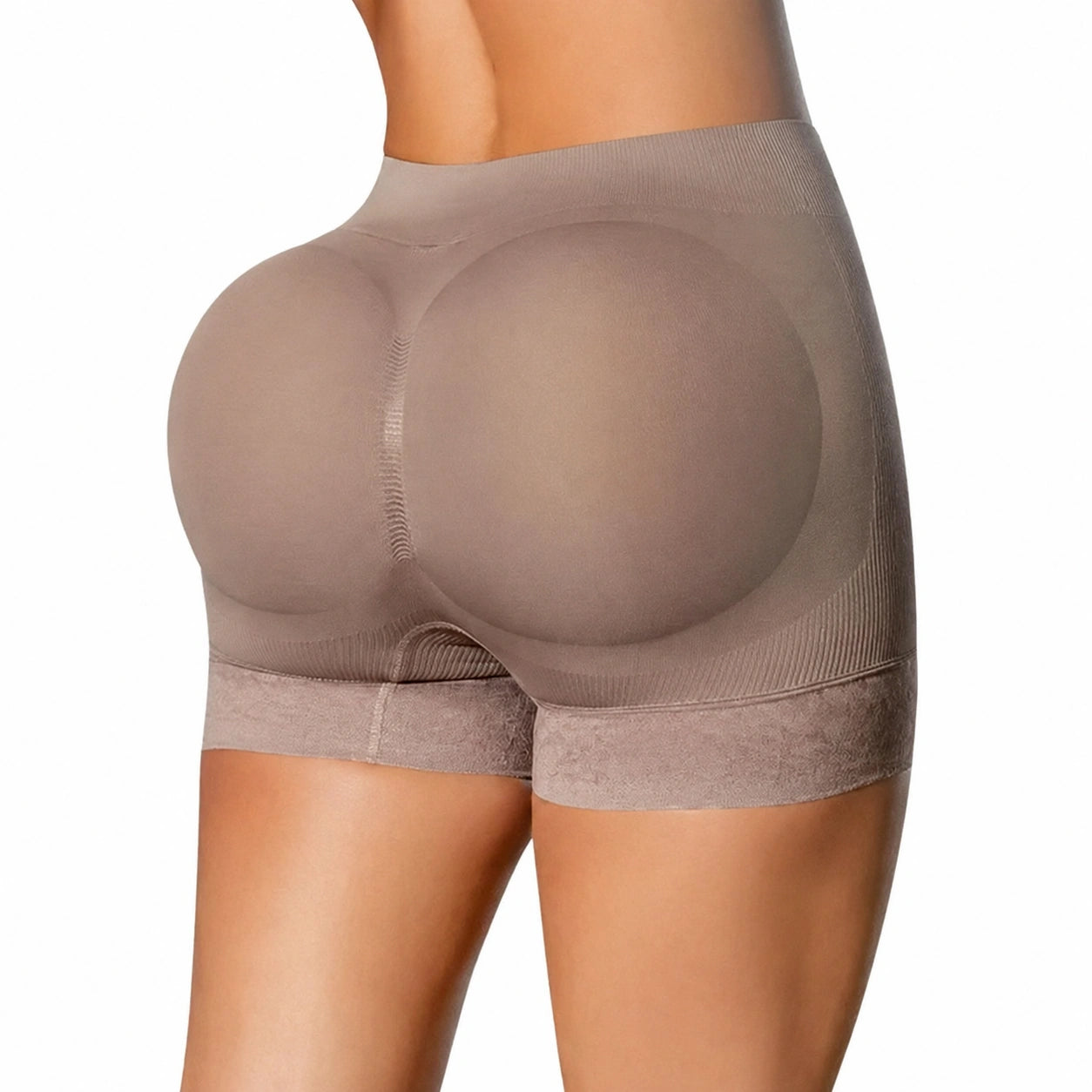 FemmeBonita Butt Lifter Seamless Shorts in black – front view, high-waist Powernet girdle faja women