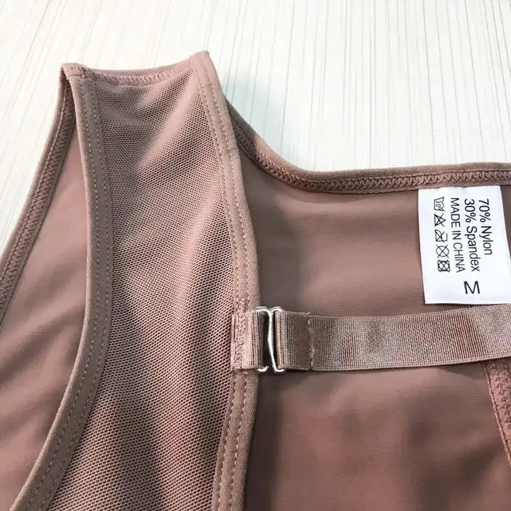 FemmeBonita Full Body Shaper Corset in beige – back view, firm compression corset faja for women
